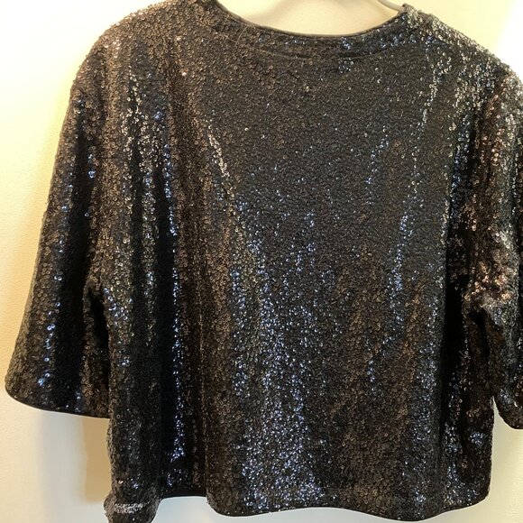 Haut style T-shirt à sequins noir - Picture 3 of 3